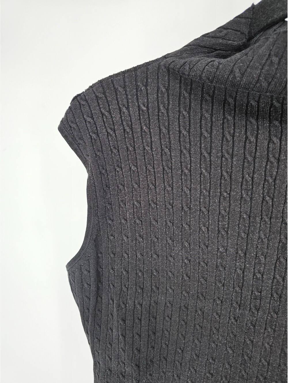 Vintage 1990s Junction West Womens Sz M Knit Turtleneck Top Black Cable Knit - Picture 2 of 4